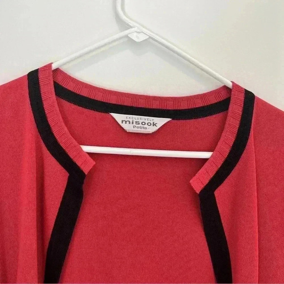 EXCLUSIVELY MISOOK Open Front Knit Cardigan Sweater Black Red Sz xS - Picture 2 of 11